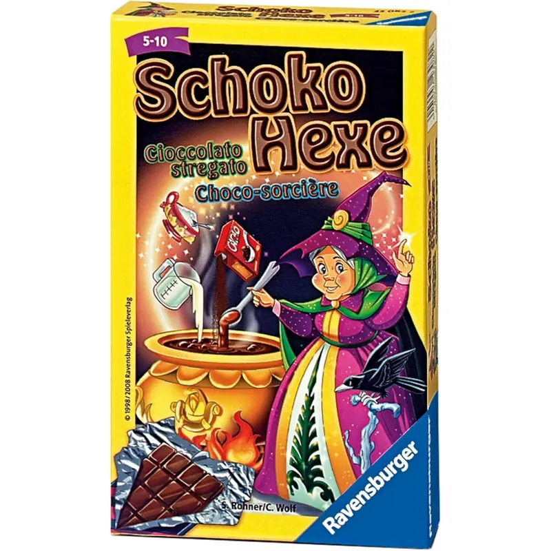 Ravensburger 23082 - Schoko Hexe, Mitbringspiel für 2-6 Spieler, Kartenspiel ab 6 Jahren, kompaktes Format, Reisespiel