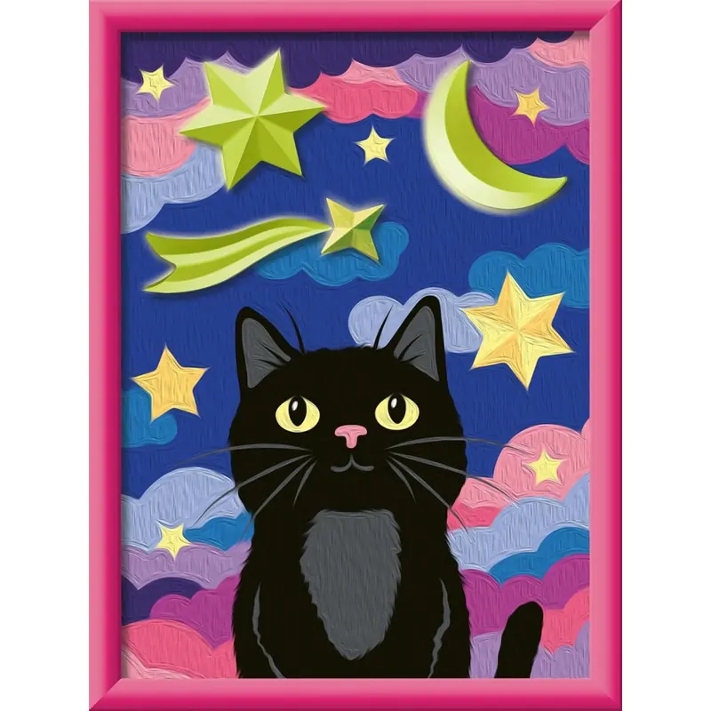 Ravensburger CreArt 12023069 - Sternenkatze - Malen nach Zahlen ab 9 Jahre, Malset mit Rahmen, Pinsel und Acrylfarben, Geschenk für Mädchen und Jungen, Gips gießen