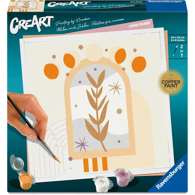 Ravensburger CreArt 12023137 - Mondblüte - Malen nach Zahlen Erwachsene, DIY Malset mit Pinsel und Acrylfarben, Geschenk für Frauen und Männer, Malen für Erwachsene