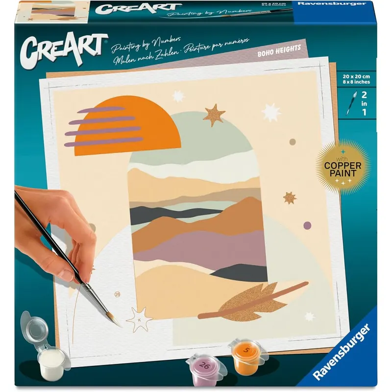 Ravensburger CreArt 12023145 - Boho - Malen nach Zahlen Erwachsene, DIY Malset mit Pinsel und Acrylfarben, Geschenk für Frauen und Männer, Malen für Erwachsene