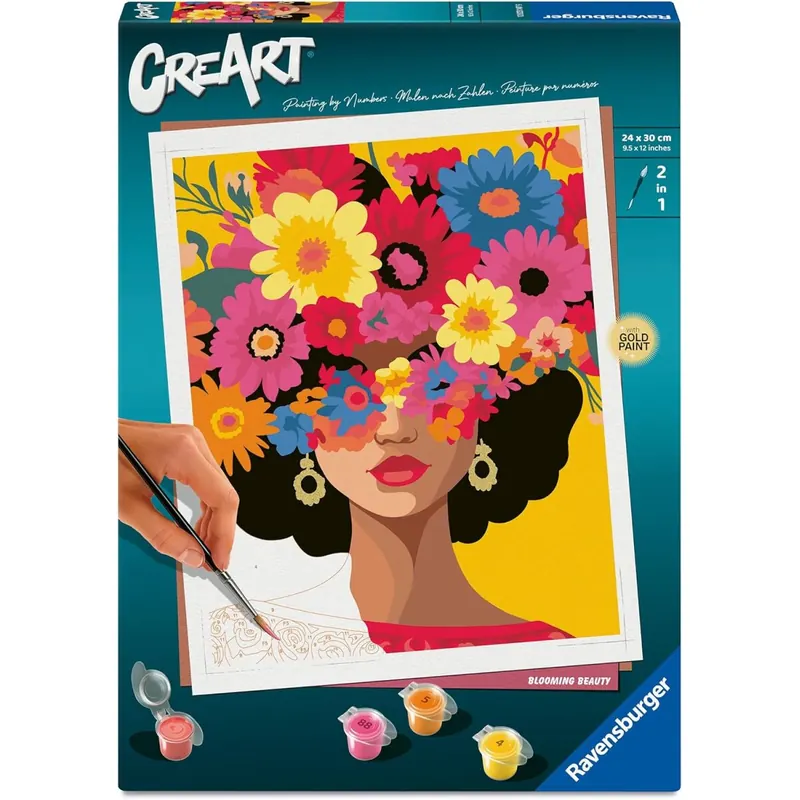 Ravensburger CreArt 12023147 - Blühende Schönheit - Malen nach Zahlen Erwachsene, DIY Malset mit Pinsel und Acrylfarben, Geschenk für Frauen und Männer, Malen für Erwachsene
