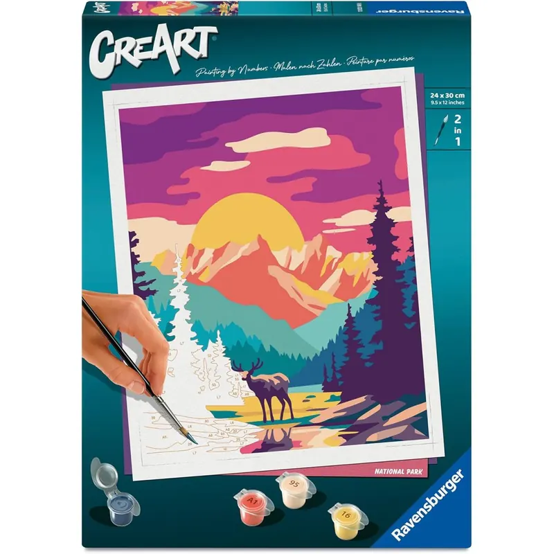 Ravensburger CreArt 12023148 - National Park - Malen nach Zahlen Erwachsene, DIY Malset mit Pinsel und Acrylfarben, Geschenk für Frauen und Männer, Malen für Erwachsene