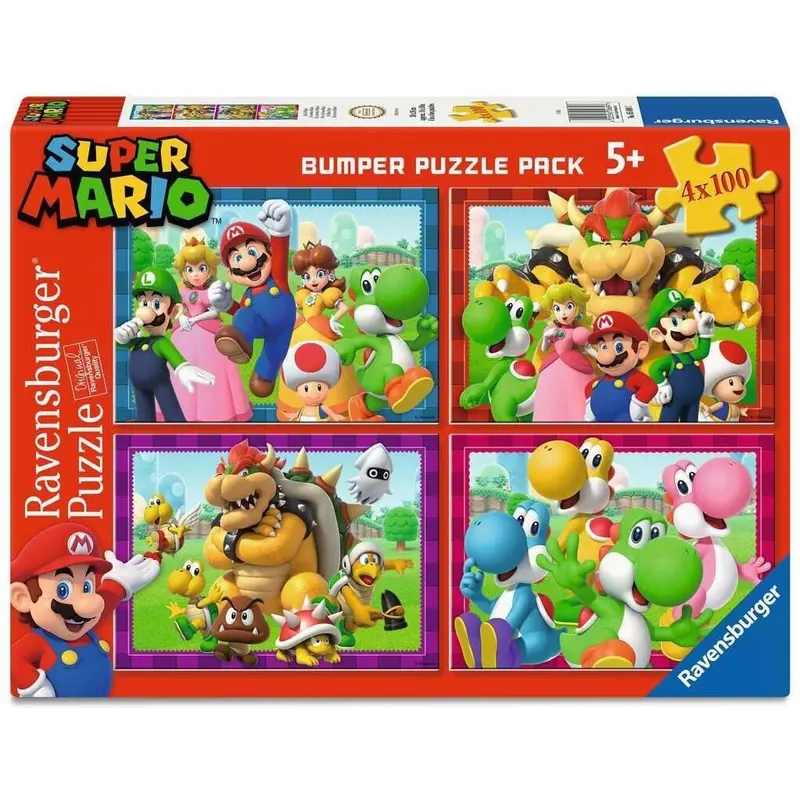 Ravensburger Kinderpuzzle 05689 - Zeit für Mario! – 4X 100 Teile Puzzle in Einer Box, für Puzzle-Freunde und Super Mario-Fans ab 5 Jahren