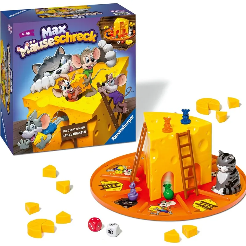 Ravensburger Kinderspiele 24562 - Max Mäuseschreck - Würfelspiel für 2 bis 4 Spieler, Kinderspiel ab 4 Jahren - Geburtstagsgeschenke