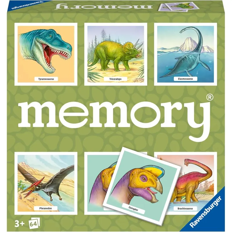 Ravensburger Memory® Dinosaurier - 20924 - der Spieleklassiker für Dino-Fans, Merkspiel für 2-8 Spieler ab 3 Jahren