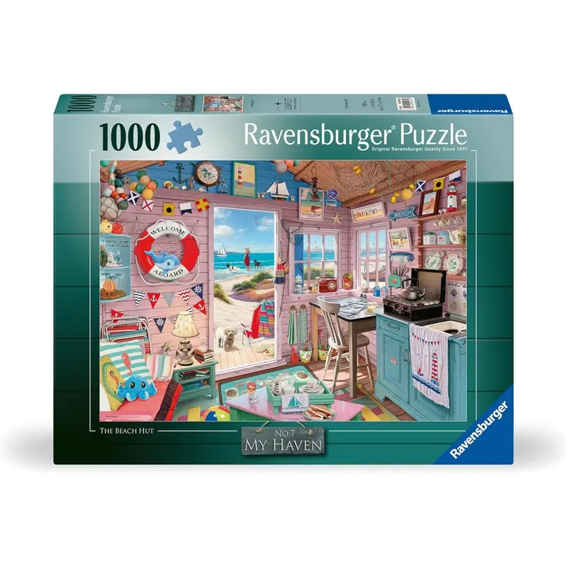 Ravensburger Puzzle 12000032 - Die Strandhütte - Nostalgie-Puzzle mit 1000 Teilen, für Erwachsene und Kinder ab 14 Jahren