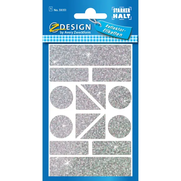 Reflektorsticker Avery Zweckform 59391 - Formen silber permanent glitzernd Reflektorfolie Pckg/14