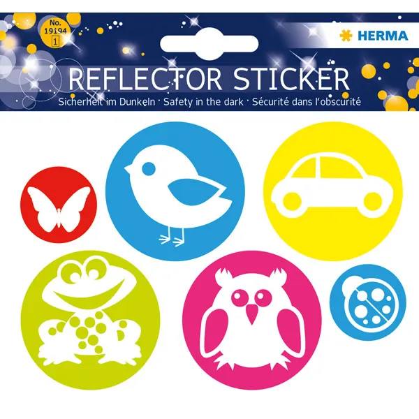 Reflektorsticker Herma 19194 - Motive sortiert permanent Reflektorfolie Pckg/6