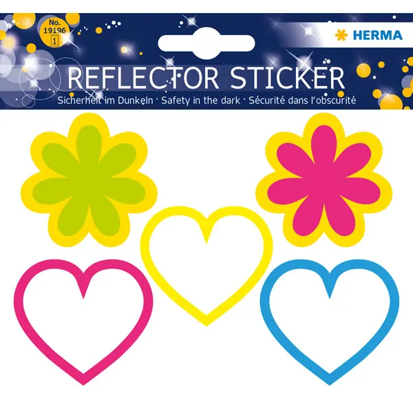 Reflektorsticker Herma 19196 - Herzen/Blumen permanent Reflektorfolie Pckg/5