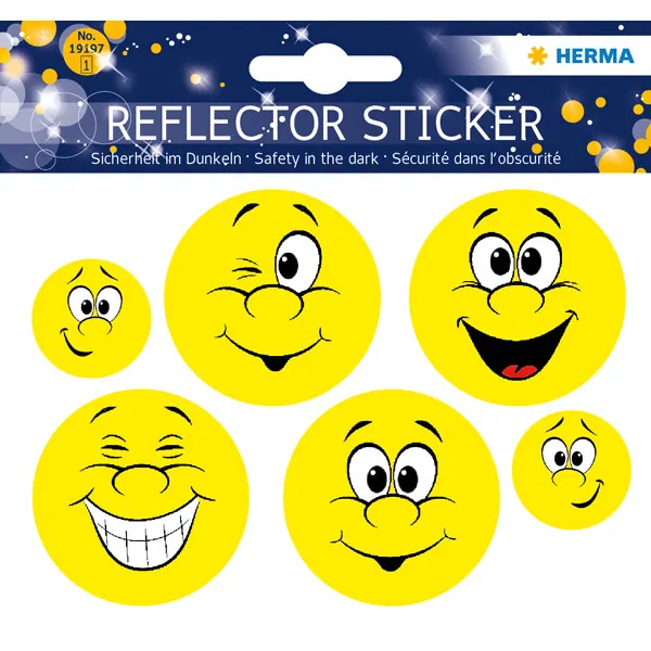 Reflektorsticker Herma 19197 - Happy Fee gelb/schwarz permanent Reflektorfolie Pckg/6