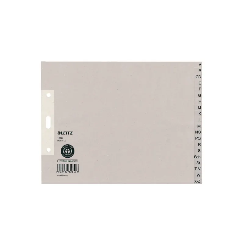 Register Leitz 1210 - A4 grau A-Z Recyclingpapier 100 g/m²