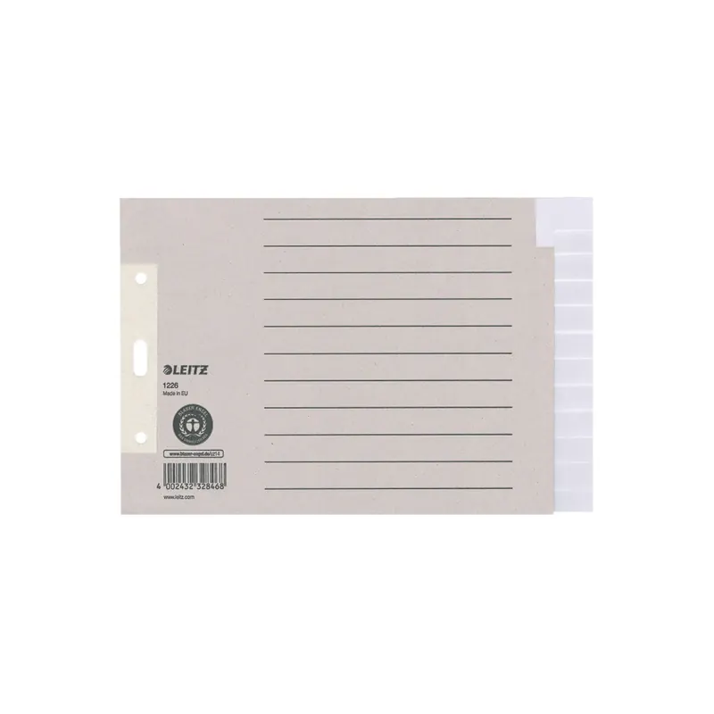 Register Leitz 1226 - A5 Quer grau blanko 12-teilig Recyclingpapier 100 g/m²