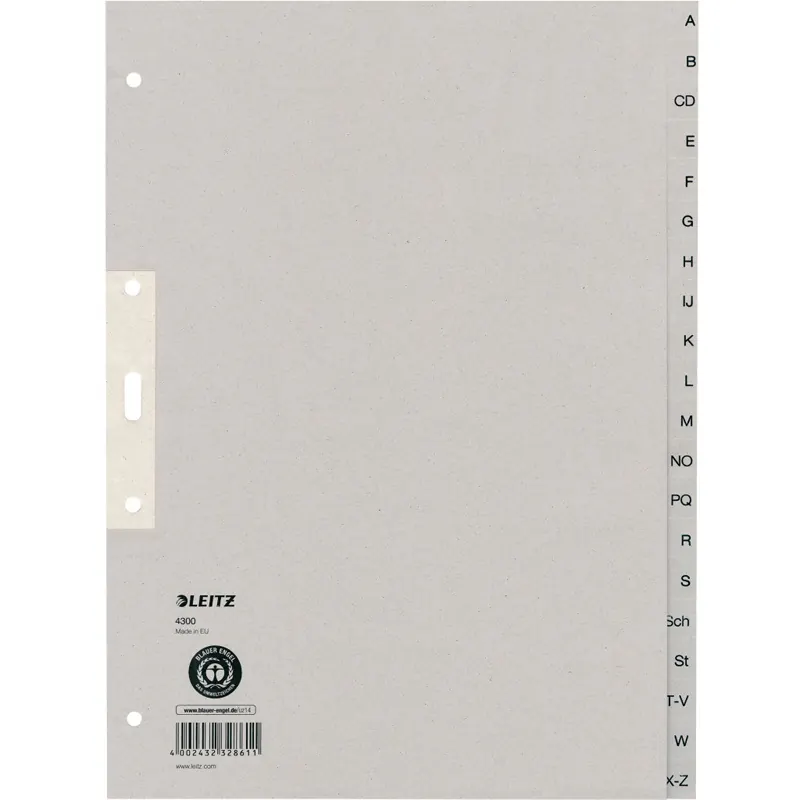 Register Leitz 4300 - A4 grau A-Z Recyclingpapier 100 g/m²