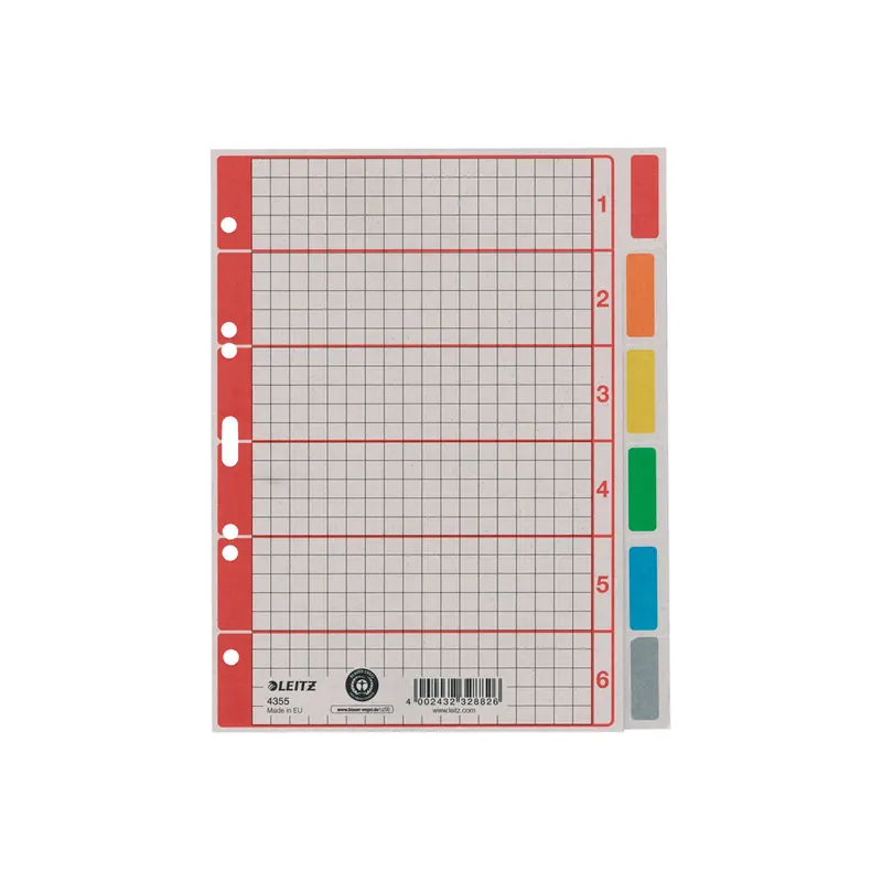 Register Leitz 4355 - A5 grau blanko 6-teilig Recyclingkarton 230 g/m²