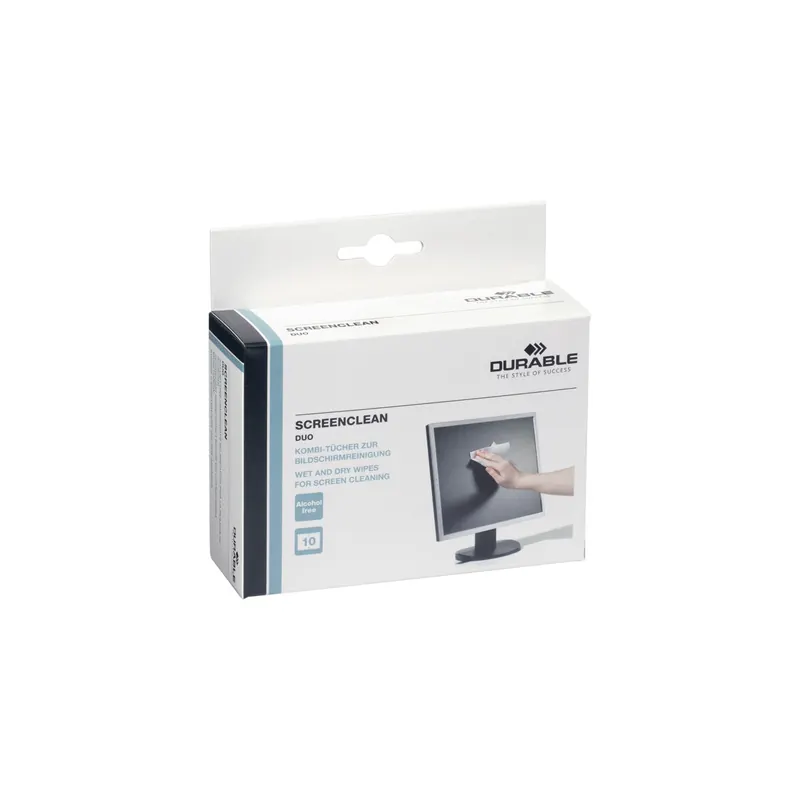 Reinigungstuch Durable Screenclean 5721 - weiß Trockentücher für empfindliche Displays und Smartphones Pckg/10