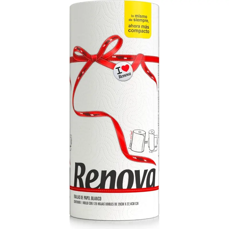 Renova red label WHITE Küchenrolle XXL Paper Towel 1 Roll 120 Blatt 2 Lagig, Large