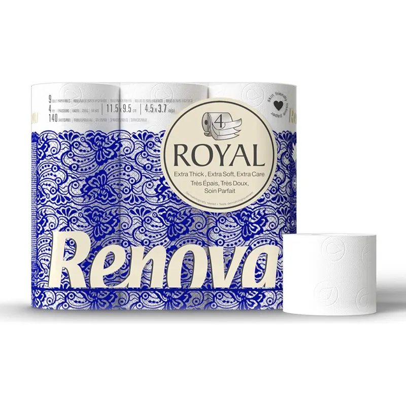 Renova Royal Toilettenpapier, 4 Schichten, 63 Premium-Rollen, extra weiches Papier