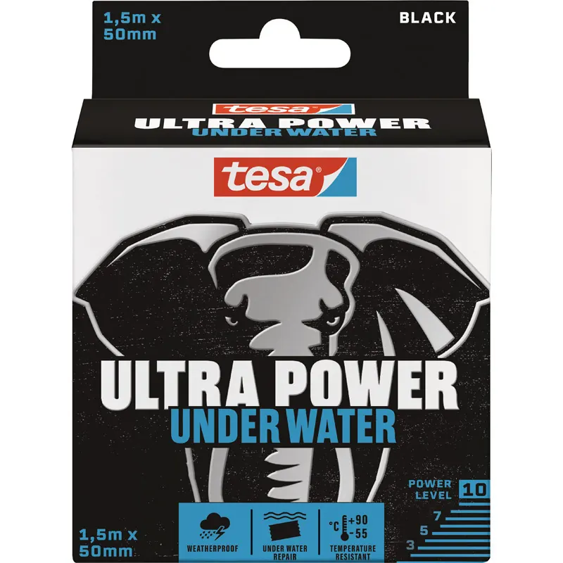 Reparaturband tesa Ultra Power Under Water 56491 - 50 mm x 1,5 m schwarz wasserfest für Privat/Endverbraucher-Anwendungen