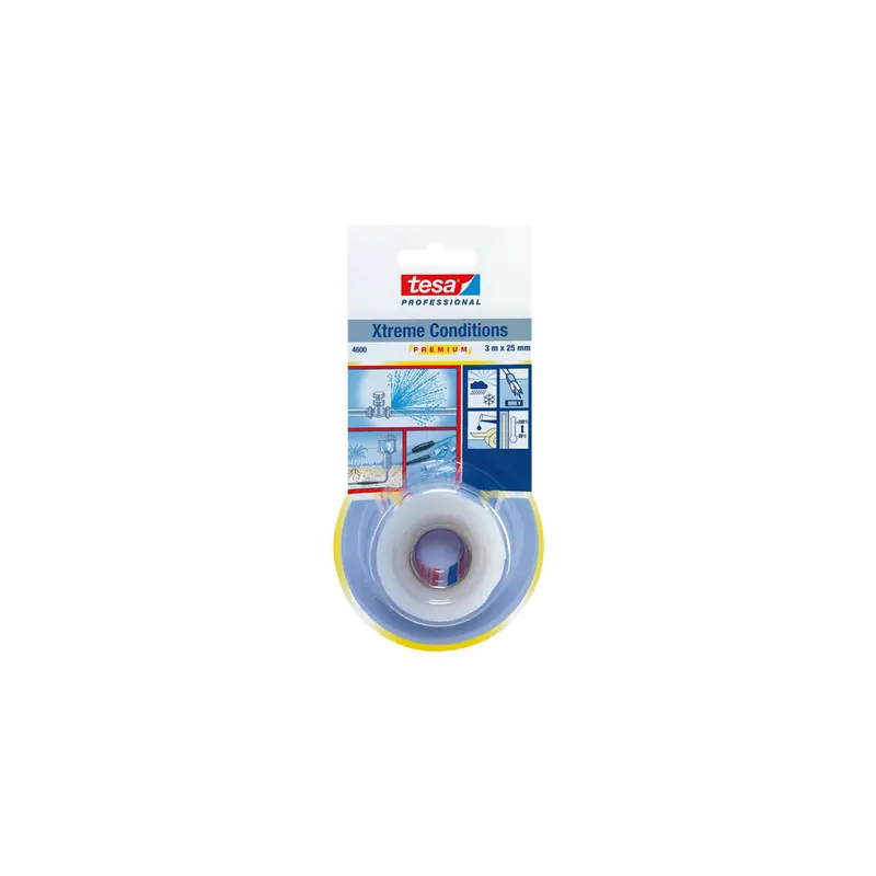 Reparaturband tesa Xtreme Conditions 4600 - 25 mm x 3 m transparent Silikonband selbstverschweißend für Industrie/Gewerbe-Anwendungen  Pckg/16