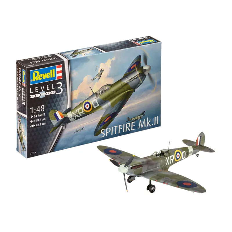 Revell 03959 Modellbausatz Spitfire Mk.II im Maßstab 1:48, Level 3