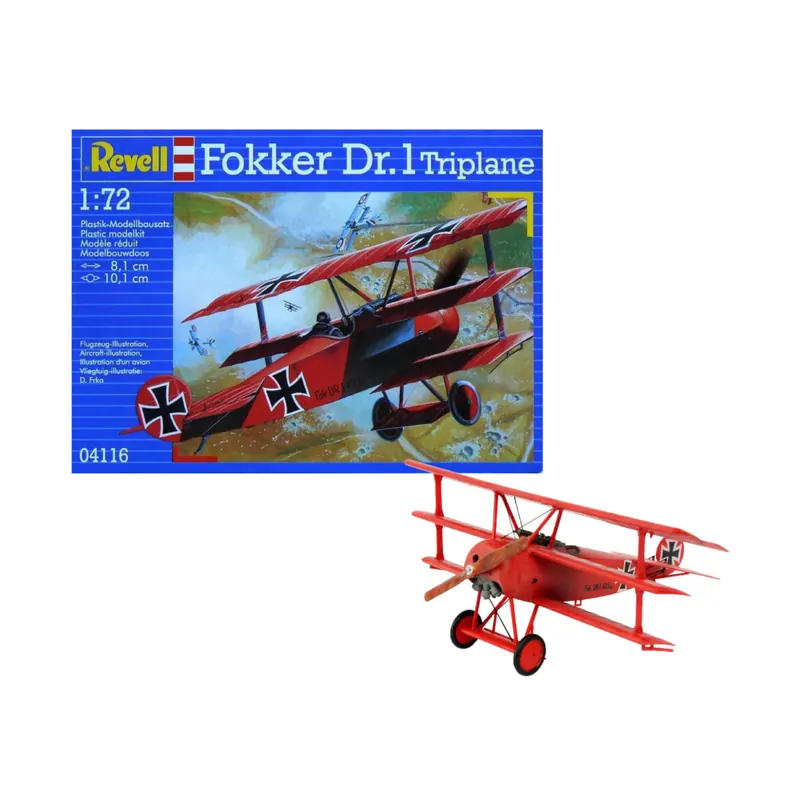 Revell Modellbausatz Flugzeug 1:72 - Fokker Dr.1 Triplane I Maßstab 1:72 I Level 4 I originalgetreue Nachbildung mit vielen Details