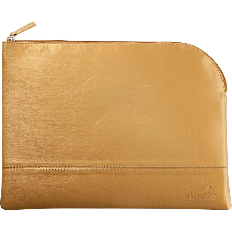 Rhodia 116717C - Rhodiarama Reißverschlusstäschchen aus italienischem Kunstleder, Großformat (21x28 cm), Gold, 1 Stück
