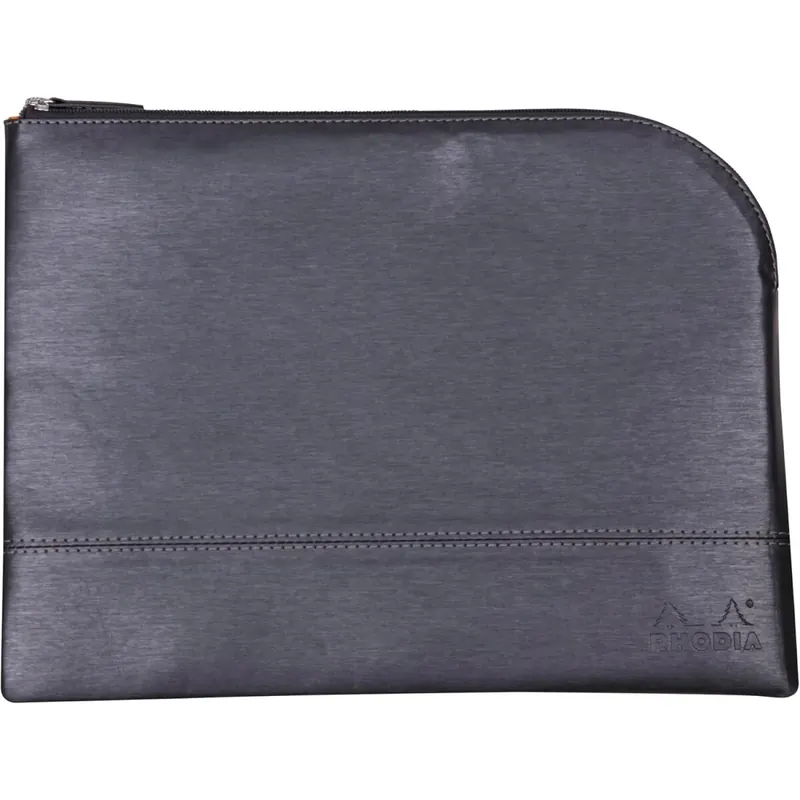 Rhodia 116720C - Rhodiarama Reißverschlusstäschchen aus italienischem Kunstleder, Großformat (21x28 cm), Titan, 1 Stück