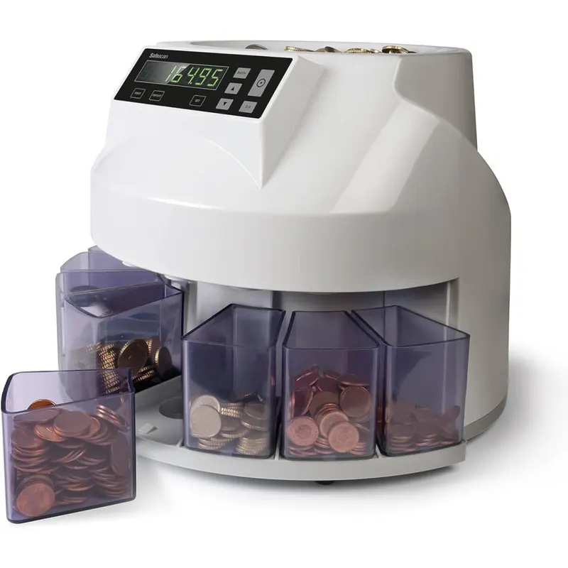 Safescan 1250 EUR - Automatischer Münzzähler und Sortierer für EUR, weiß, 35.5 x 33 x 26.6 cm