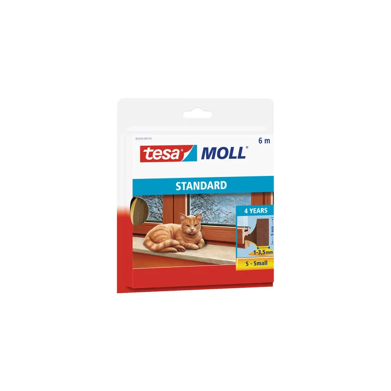 Schaumstoffdichtung tesa tesamoll Standard 5559 - 6 m x 9 mm x 4 mm braun selbstklebend für 1-3,5 mm Spalten I-Profil