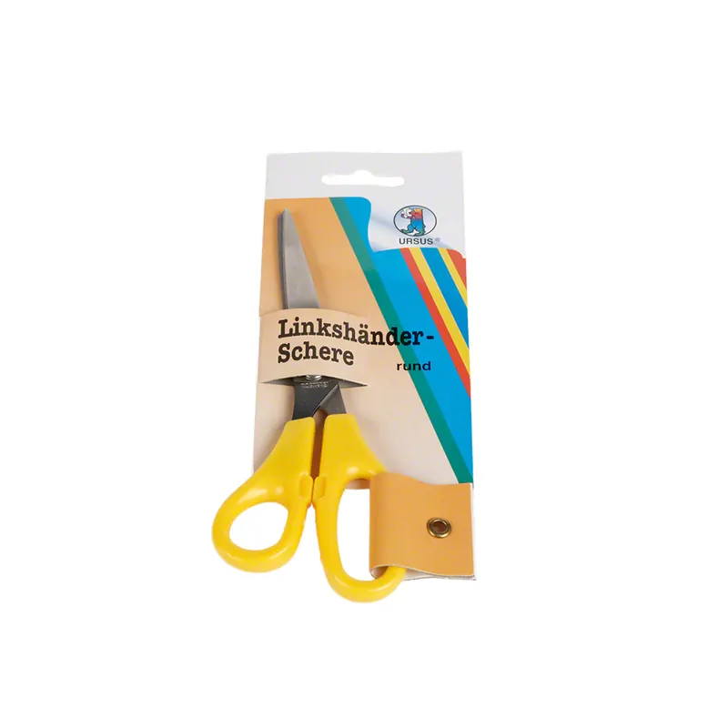 Schere für Linkshänder, rund, 16,5 cm, gelb