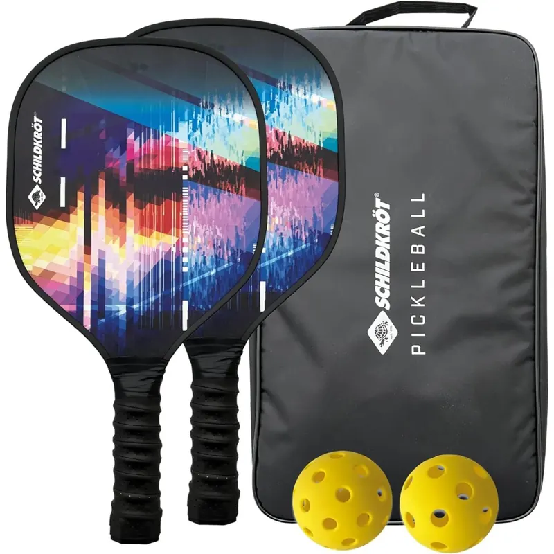Schildkröt 70160 Pickleball Set mit 2 Schlägern, 1 Indoor und 1 Outdoor-Ball, 1 Tragetasche, für Anfänger und Fortgeschrittene