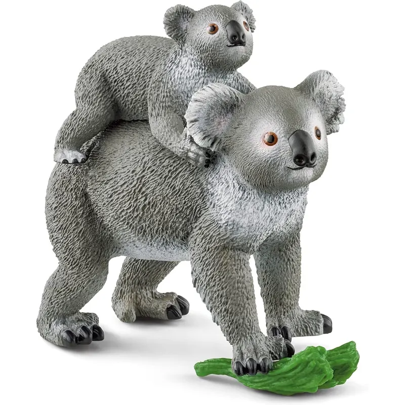 SCHLEICH 42566 Koala Mutter mit Baby, für Kinder ab 3+ Jahren, Wild Life - Spielset, Mehrfarbig