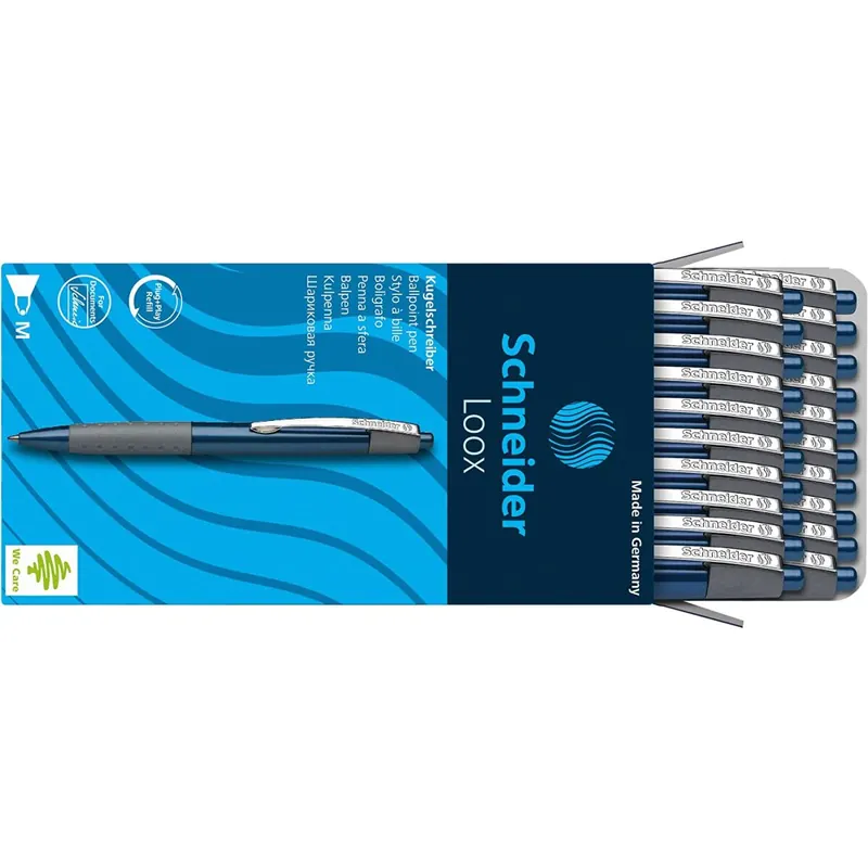 Schneider Loox Druck-Kugelschreiber mit blauem Schaft und blauer Tinte