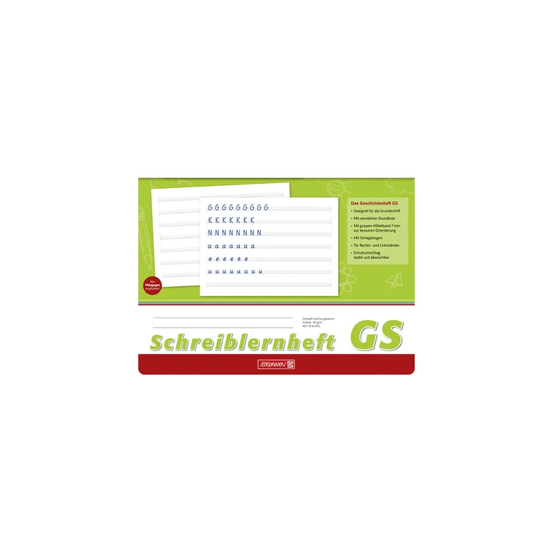 Schreiblernheft Brunnen 44002 - A4 quer 297 x 210 mm LineaturGS liniert 16 Blatt extraweißes Qualitätspapier 80 g/m²