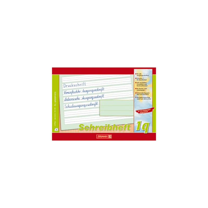 Schreiblernheft Brunnen 45941 - A5 quer 210 x 148 mm Lineatur01q 5 mm liniert 16 Blatt hochweißes Premiumpapier 90 g/m²