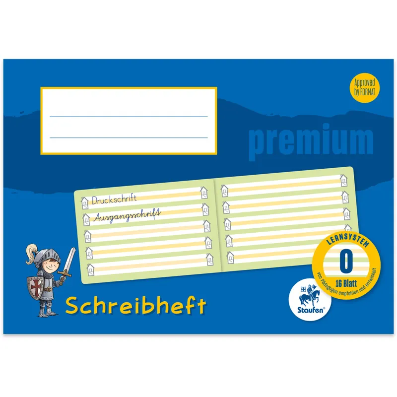 Schreiblernheft Staufen 734500701 - A5 quer 210 x 148 mm Lineatur0 vier Linien 6 mm liniert klimaneutral 16 Blatt hochweißes Premiumpapier 90 g/m²