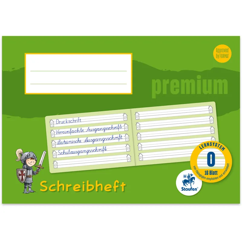 Schreiblernheft Staufen 734500702 - A5 quer 210 x 148 mm Lineatur0 vier Linien 6 mm liniert klimaneutral 16 Blatt hochweißes Premiumpapier 90 g/m²