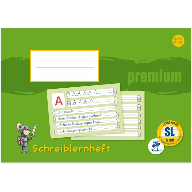 Schreiblernheft Staufen 734500902 - A4 210 x 297 mm LineaturSL 4 Linien mit Kontrastlineatur liniert klimaneutral 16 Blatt hochweißes Premiumpapier 90 g/m²