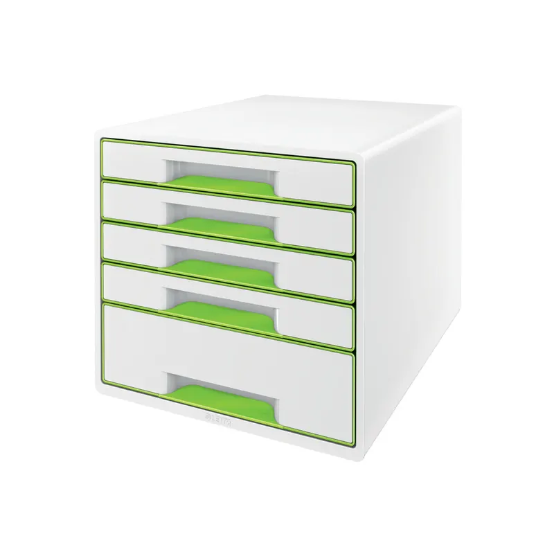Schubladenbox Leitz WOW CUBE 5214 - A4 270 x 287 x 363 mm perlweiß/grün 5 Schubladen Polystyrol