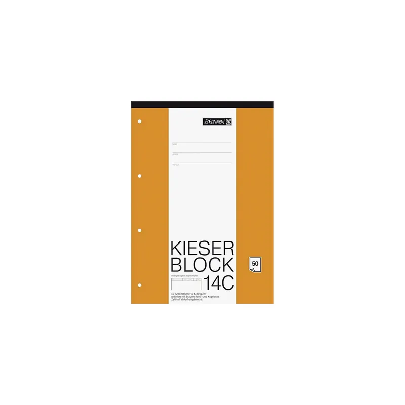 Schulblock Brunnen Kieser 42924 - A4 210 x 297 mm blanko Lineatur20 50 Blatt 4-fach-Lochung Qualitätspapier 80 g/m²