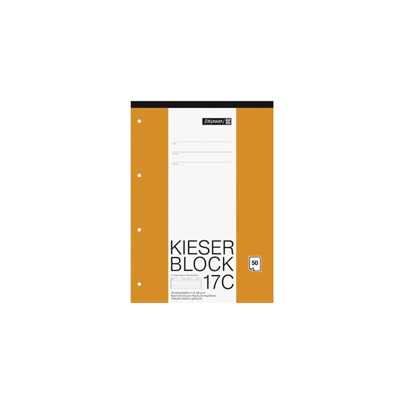 Schulblock Brunnen Kieser 42927 - A4 210 x 297 mm liniert Lineatur21 mit Schreiblinie 50 Blatt 4-fach-Lochung Qualitätspapier 80 g/m²