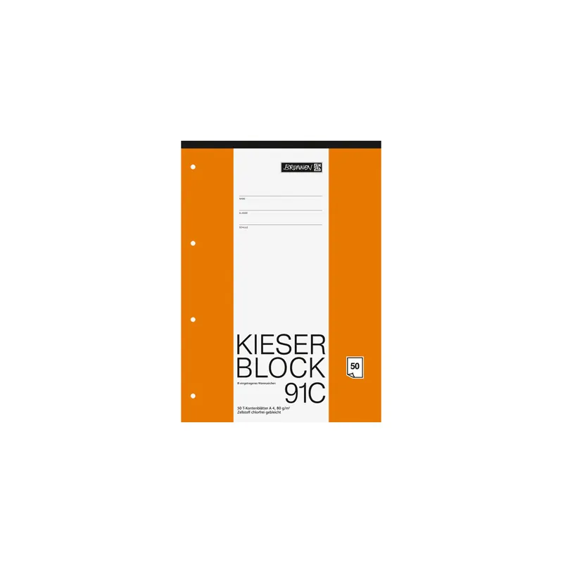 Schulblock Brunnen Kieser 42931 - A4 210 x 297 mm T-Konten 50 Blatt 4-fach-Lochung Qualitätspapier 80 g/m²