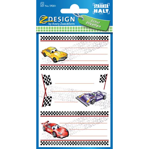 Schulbuchetikett Avery Zweckform 59201 - auf Bogen 78 x 120 mm bunt permanent für Handbeschriftung Papier Pckg/6