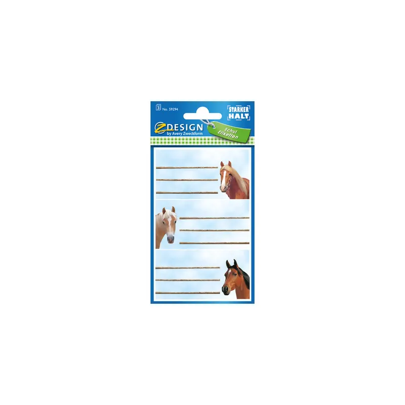Schulbuchetikett Avery Zweckform 59294 - auf Bogen 16 x 26 mm Tiere permanent für Handbeschriftung Papier Pckg/6