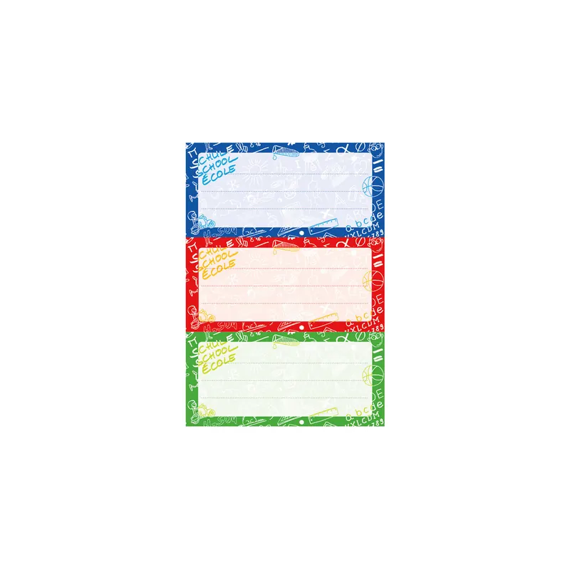 Schulbuchetikett Herma 5562 - auf Bogen 84 x 120 mm bunt permanent für Handbeschriftung Papier Pckg/9