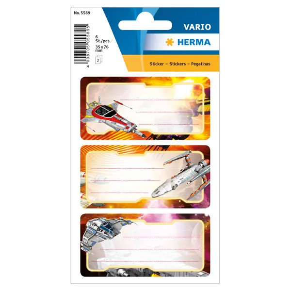 Schulbuchetikett Herma 5589 - auf Bogen 35 x 76 mm bunt permanent für Handbeschriftung Papier Pckg/6