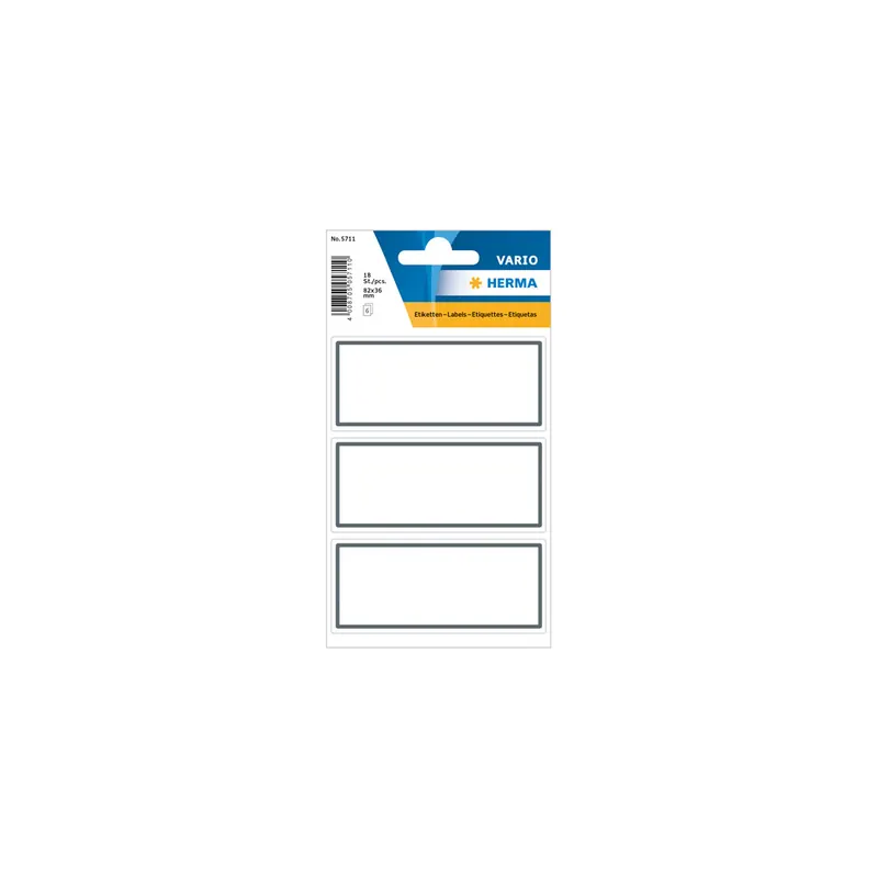 Schulbuchetikett Herma 5711 - auf Bogen 36 x 82 mm Rahmen permanent für Handbeschriftung Papier Pckg/18