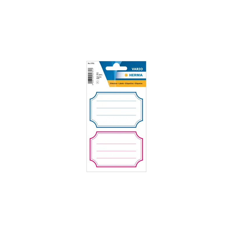 Schulbuchetikett Herma 5781 - auf Bogen 53 x 78 mm Rahmen permanent für Handbeschriftung Papier Pckg/12