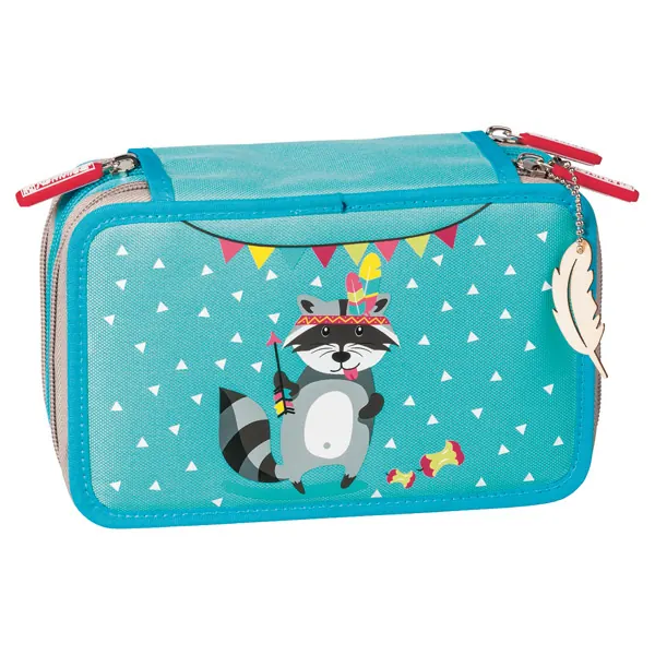 Schüleretui Brunnen be Brave Racoon/Fox 49121 - 195 x 135 x 70 mm Racoon blau 4-teilig 3 Reißverschlüsse