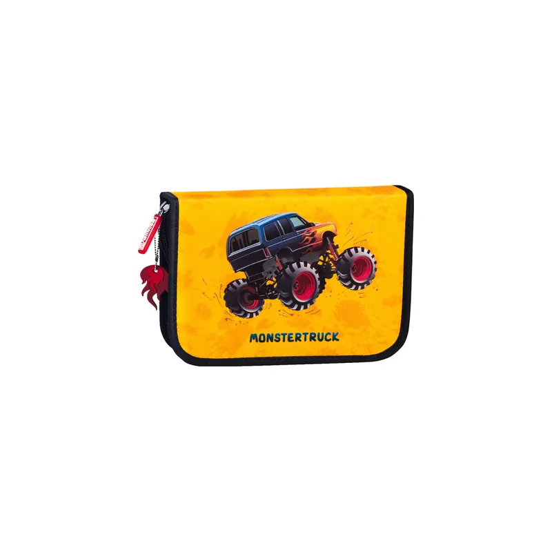 Schüleretui Brunnen Motivserie 49120 - 195 x 135 x 35 mm Monstertruck gelb 2-teilig 1 Reißverschluss